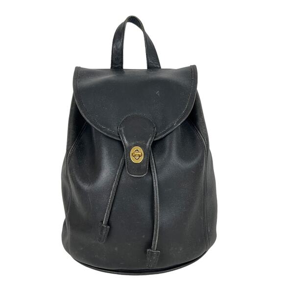 VTG Coach Black Leather Classic Backpack XL 9943 - Picture 1 of 9